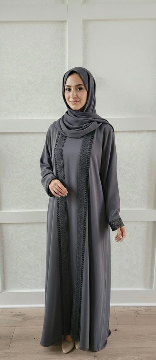 Charcoal Grey Abaya Set