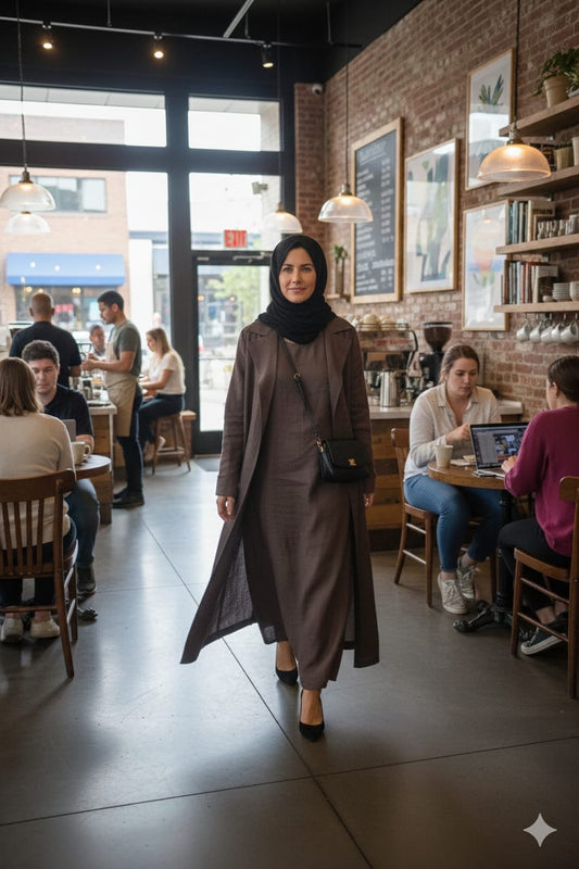 Cocoa Elegance Abaya Set